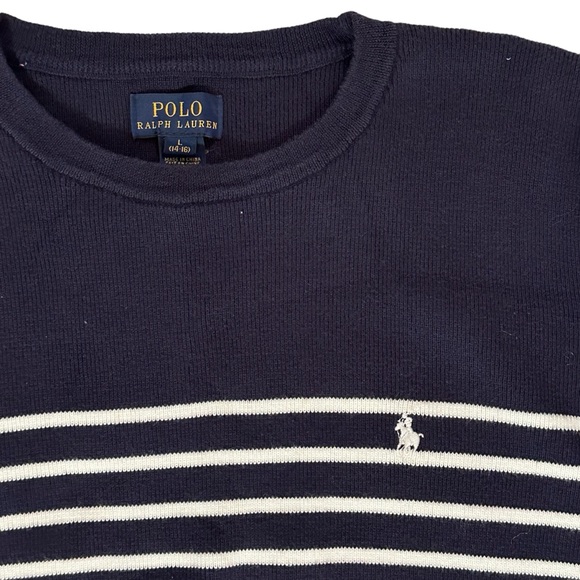 Polo Ralph Lauren Boys Navy White Stripe Cotton Crew Neck Sweater L (14 - 16) - Picture 8 of 13
